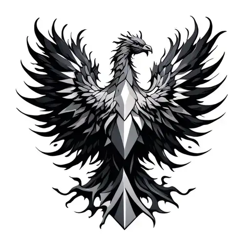 Geometrical Phoenix Rising From Flames