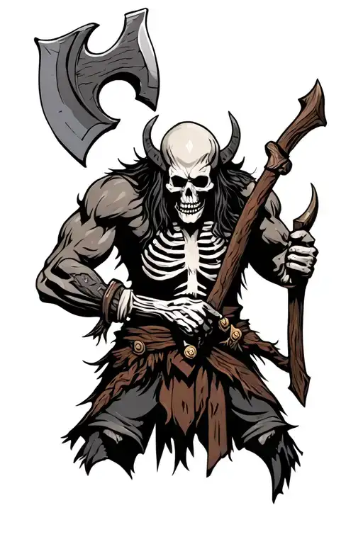 Viking Berserker Skeleton Holding A Ax