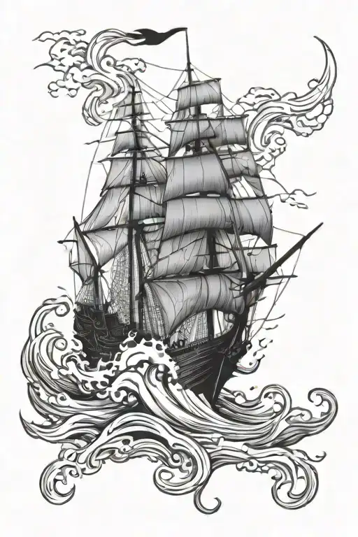 Pirate Ship Being Attacked By Kraken