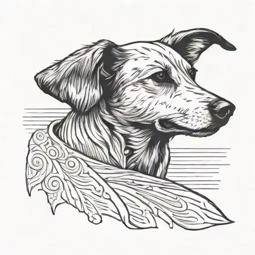 Minimalist Dog Outline Ear Flying In Wind