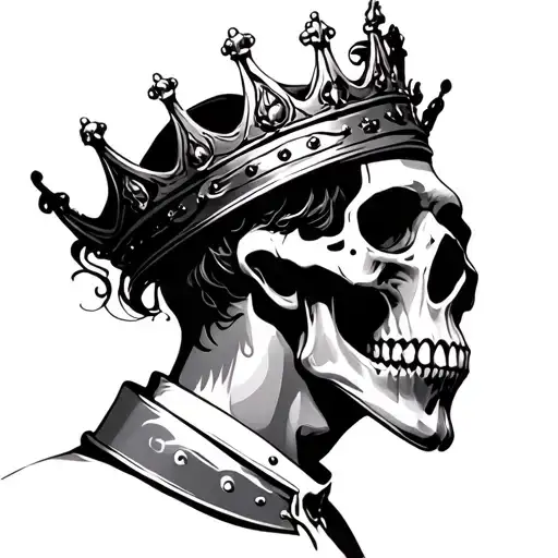 Skull With A Crown On Head Profile Holding