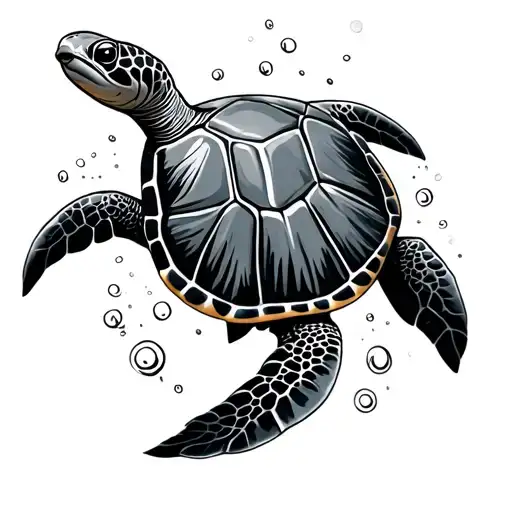 Turtle Swimming And Tapa Design And About Life
