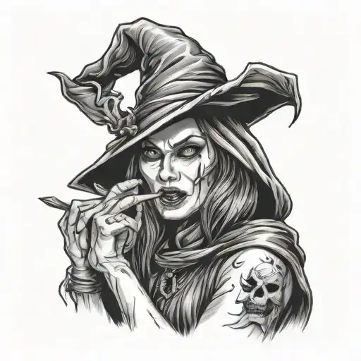 Realistic Portrait Of A Evil Witch Casting Spells