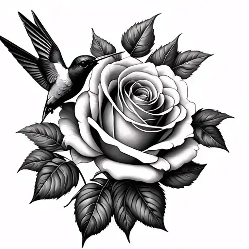 Rose And Hummingbird