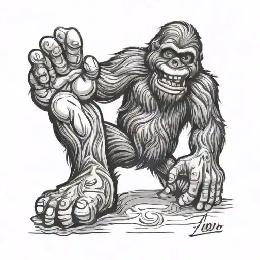 Big Foot Holding Up A I Love You