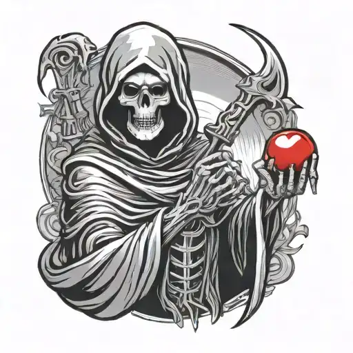Grim Reaper Holding A Red Pill