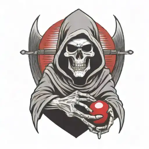 Grim Reaper Holding A Red Pill