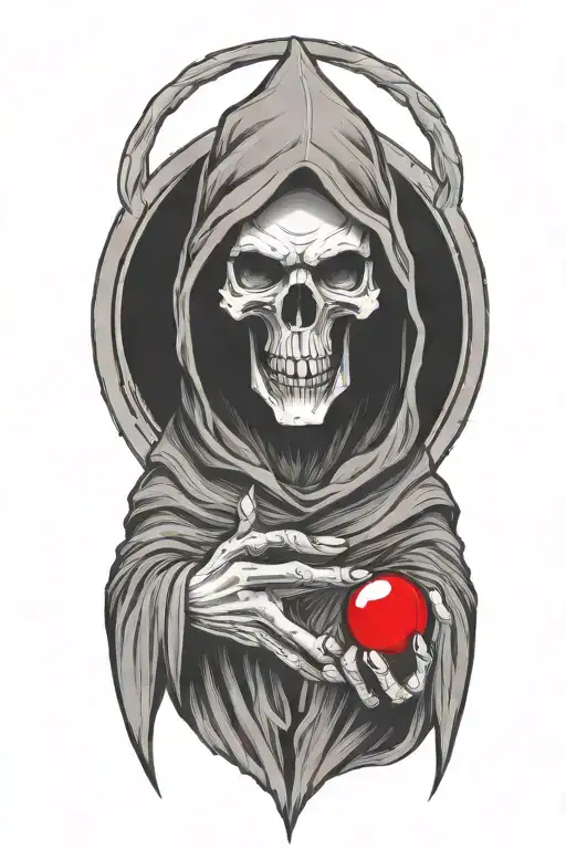Grim Reaper Holding A Red Pill Capsule