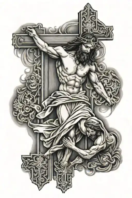 Jesus Getting Nailed To Cross Surrounded