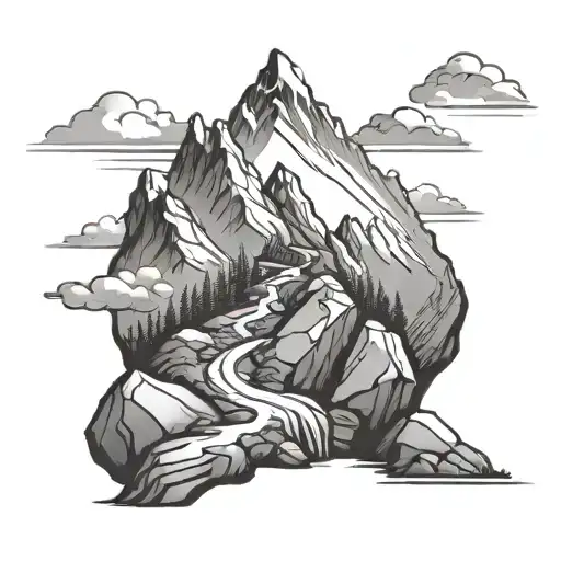 A Rock Rolling Down A Hill With Mountains In The Background