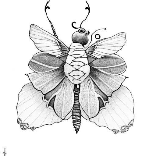 Cherry Blossom Flower With Luna Moth