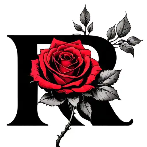 Red Rose Wrapped Around Capital R