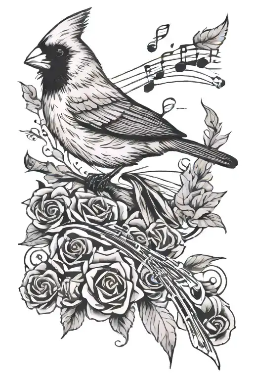 Cardinal With Music Notes Floating