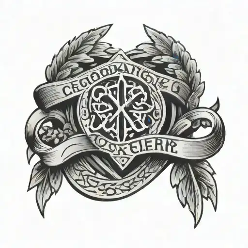 Correctional Officer Badge With Nordic Runes In A Black-grey Style