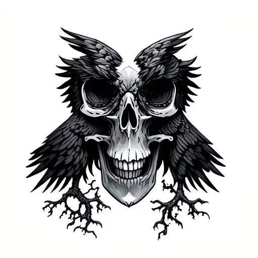 Celtic Skull Raven Trees