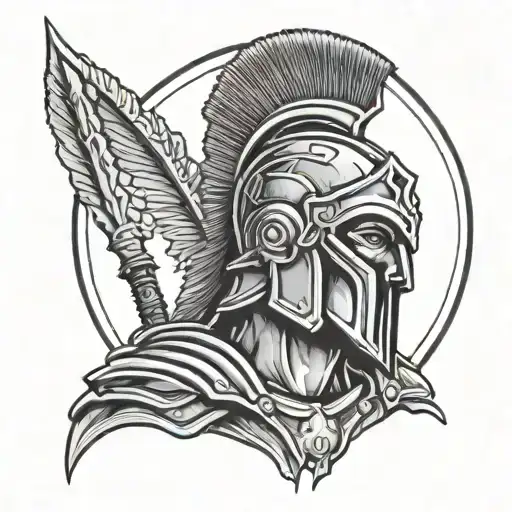 Spartan Warrior With A Sun