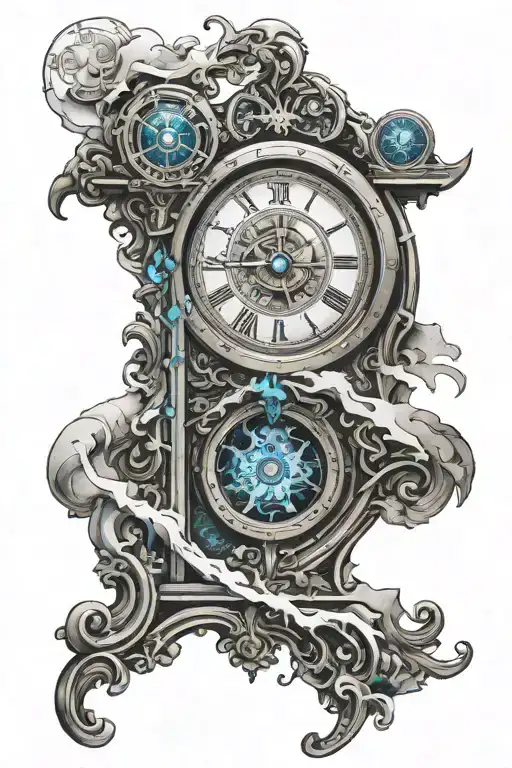 Astronomical Clock With Blue Topaz Gem Inside