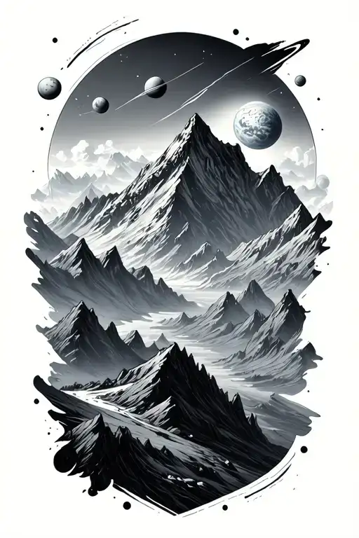 Mountain Landscape Planets Surrounding