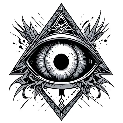 Neo Traditional Symmetrical Illuminati Eye Skull Background