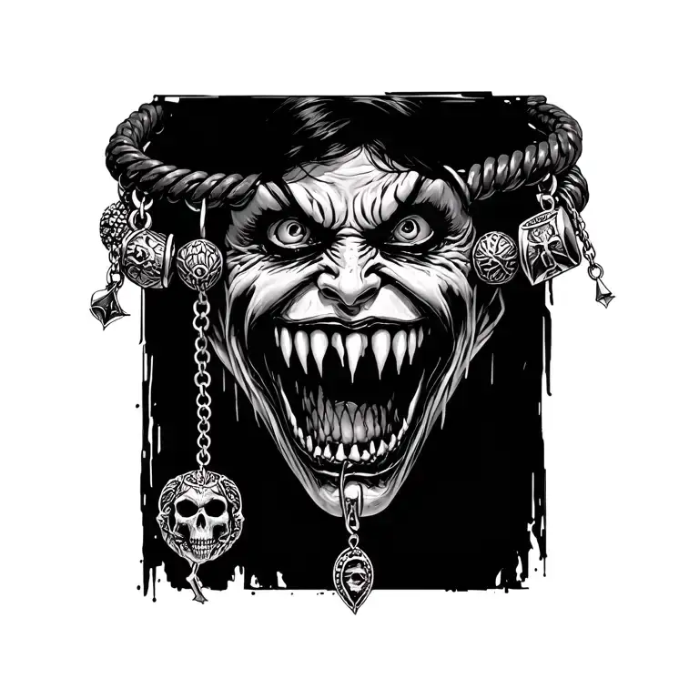 Vampire Bit With A Charm Bracelet With Difrent Horror Theamed Charms