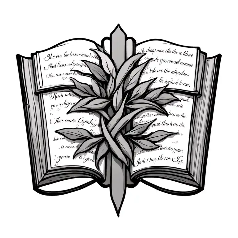 Cross With Bible Verse And Olive Leaf Intertwined