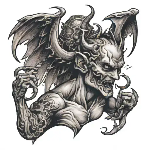 Michael Striking Down Devil Half Angel