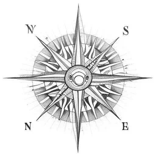 Compass Palm Tree Sun Sea