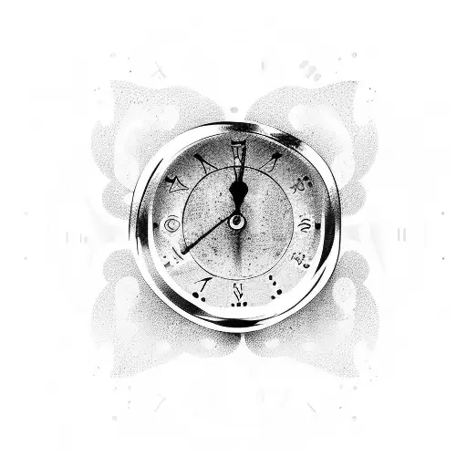 Clock With Japanese Style Waves Around It