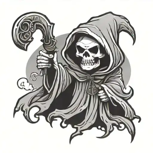 Cute Cartoon Grim Reaper Holding