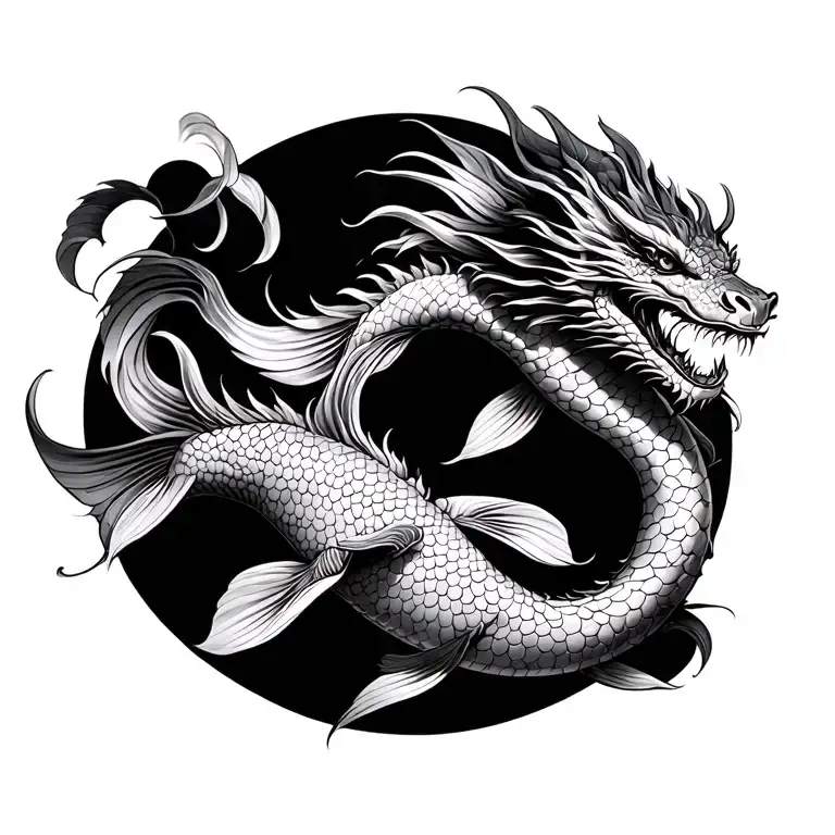 Dragon And Koi Fish