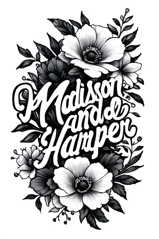 Madison And Harper Font With Flowers Intertwined