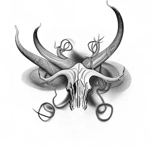 Intricate Vines Forming An Elegant Silhouette Of A Long Horn Skull