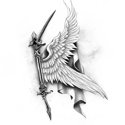 Winged Sword With Scroll