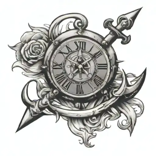 Cross Anchor Clock Surrounded