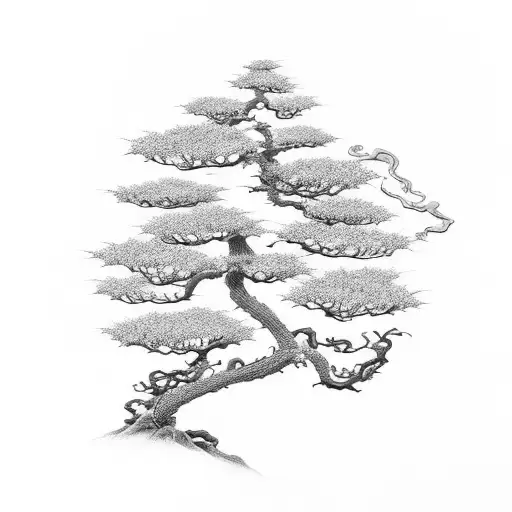 Bonsai Tree With Dragon Wrapped Around It