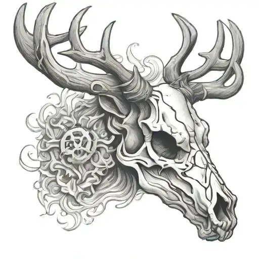 Deer Skull With Smoke For Throat