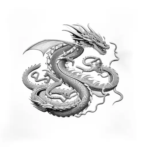 Dragon And Snake With Flowers