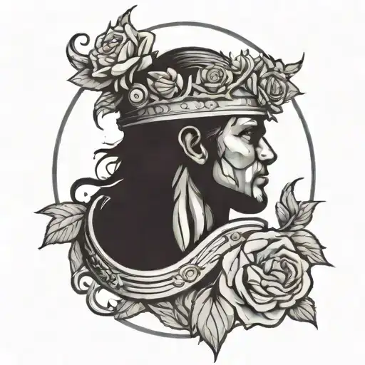 A Powerful Army Soldier Silhouette With A Halo Of Roses And A Crown