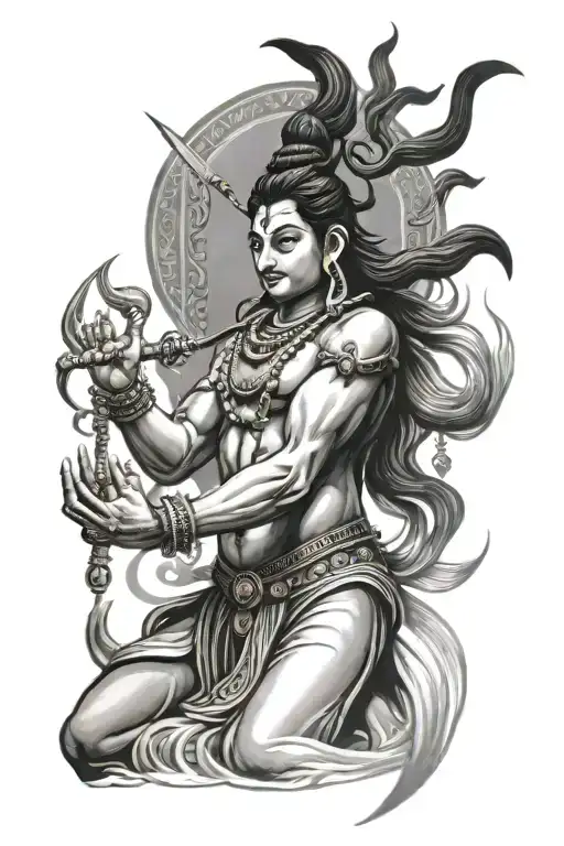 God Shiva On Back In Straight Line