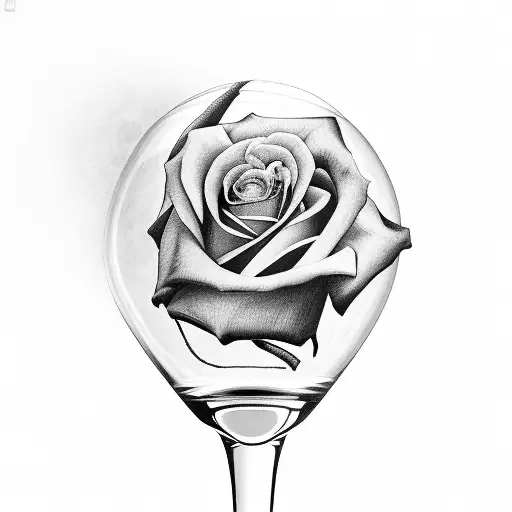 Rose Inside A Martini Glass