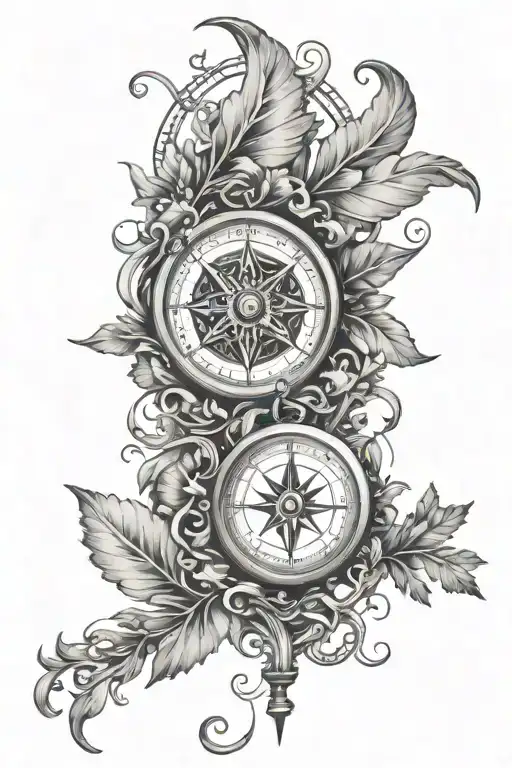 Leaf Vine And Compass And Angel Wing Attached