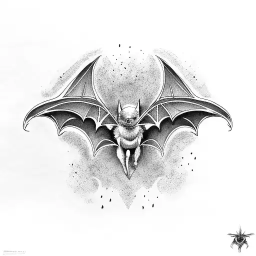 A Bat With Intricate Patterns And Details