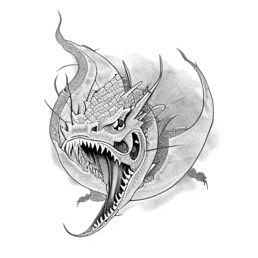 Create A Tattoo Featuring A Dragon Wrapped Around A Sakura Tree