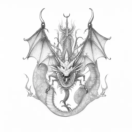 Dragon And Moon And A Tree