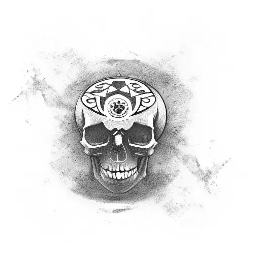 A Soccer Ball With A Skull Face As The Pattern