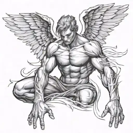 Men Dark Angel Dosing Gym Poses