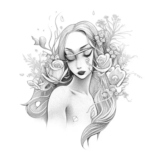 Mermaid With Flowers