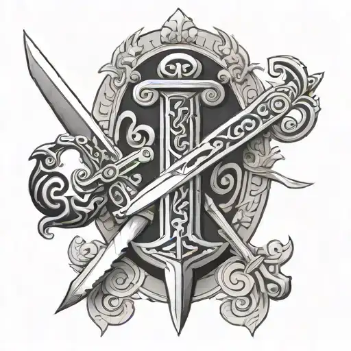 Greek Key And Sword Surrounded