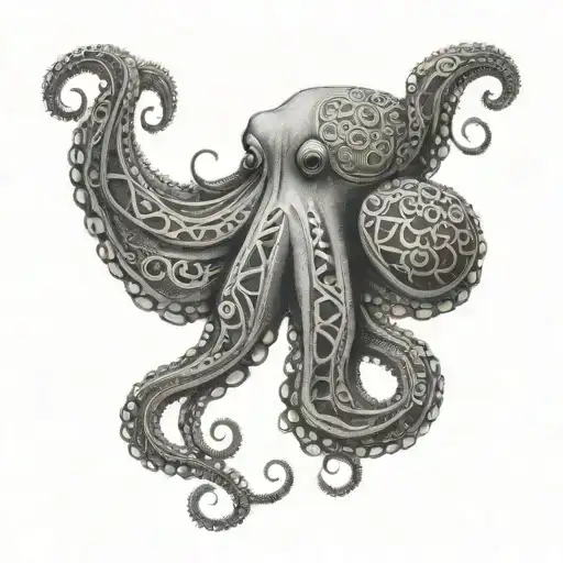 A Detailed Octopus With Intricate Geometric Patterns