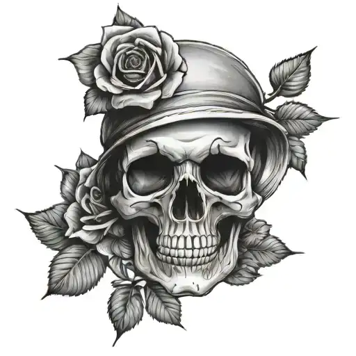 Skull And Roses And Cross